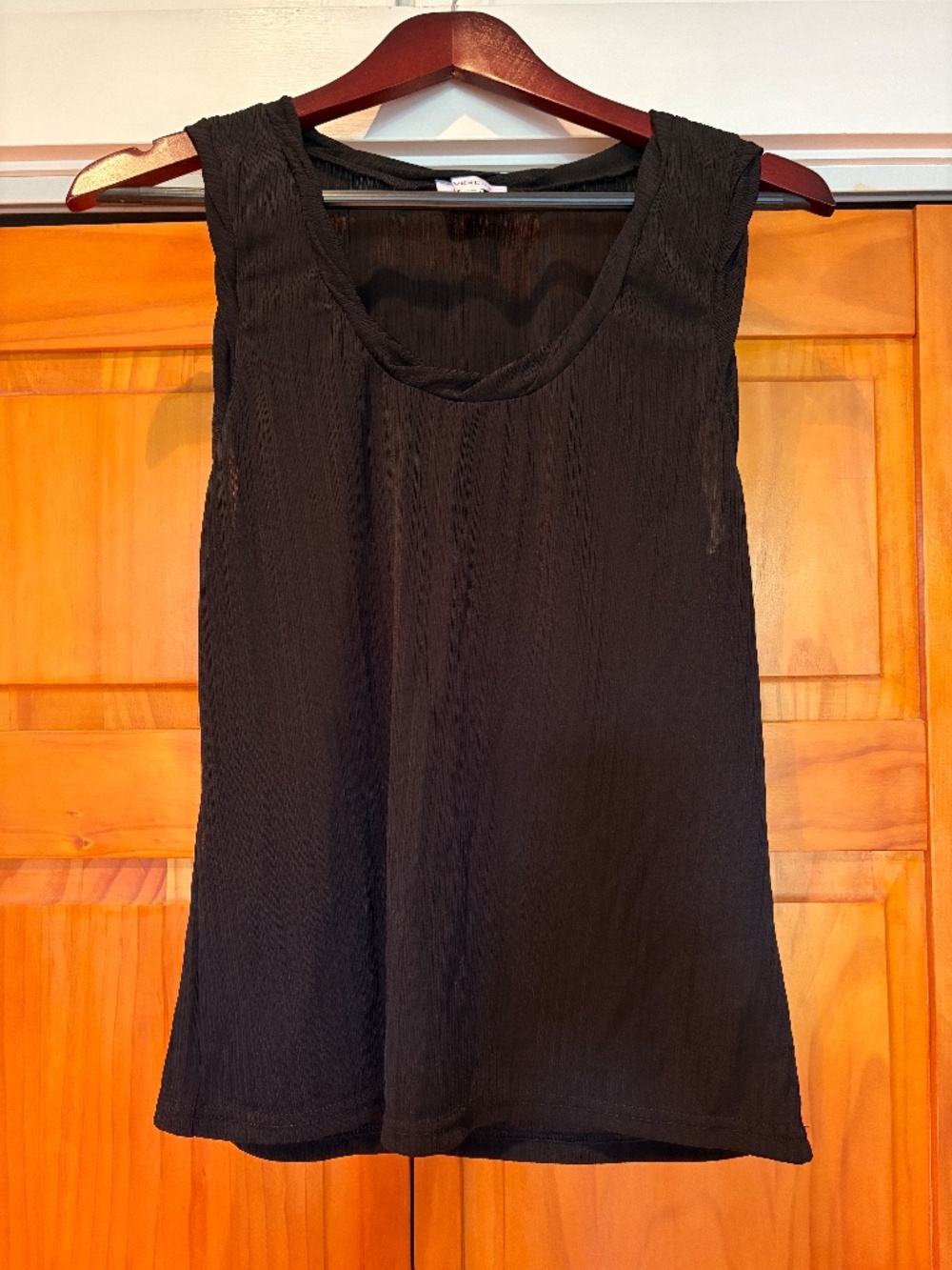 Evereve Ribbed Scoop Neck Sleeveless Top Tank in Black Size Large